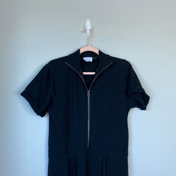 SUNDAYS Tess Stand Collar Jumpsuit Size Small Black Anthropologie Casual Lounge - Picture 5 of 8
